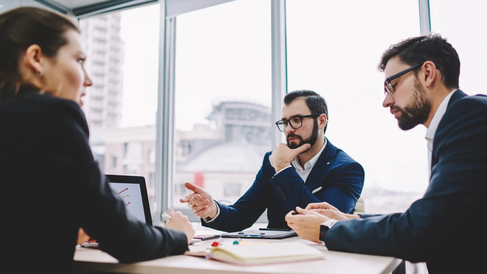 Job interview with two interviewers in an office