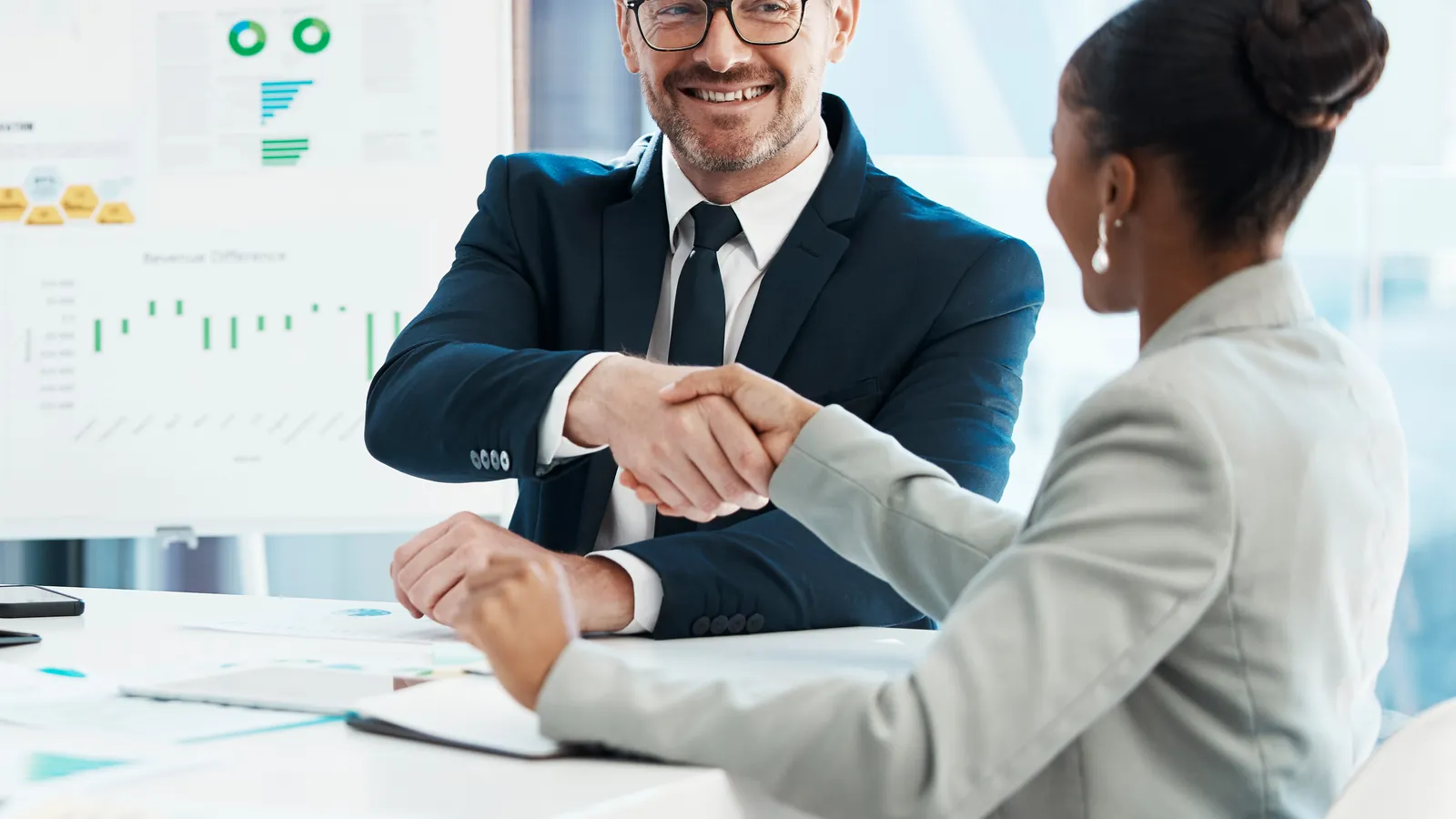 Handshake after a successful job interview